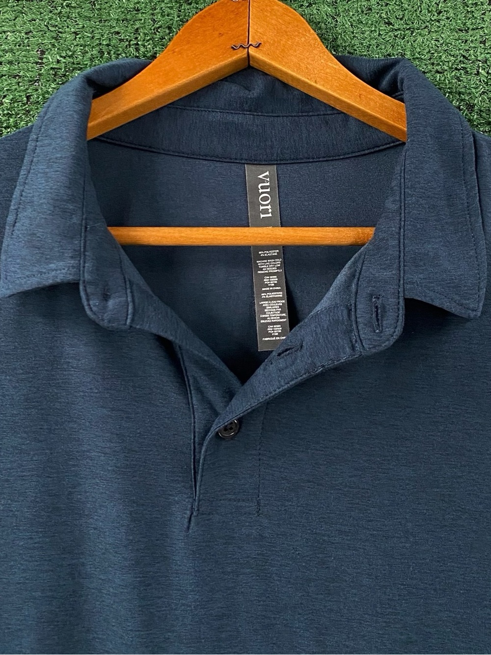 Vuori Strato Tech Navy Heather Short Sleeve Polo Shirt Men’s Large - Picture 2 of 6